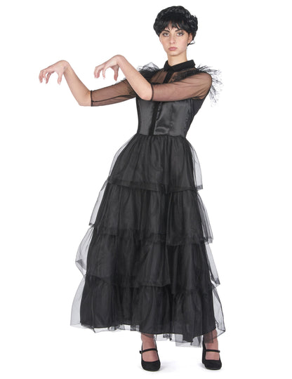 Čierna gotická gotická guľôčková šaty