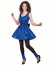 Blue Disco Disco Dress paillet s veľkým uzlom ženy