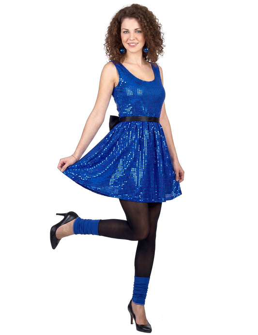 Blue Disco Disco Dress paillet s veľkým uzlom ženy