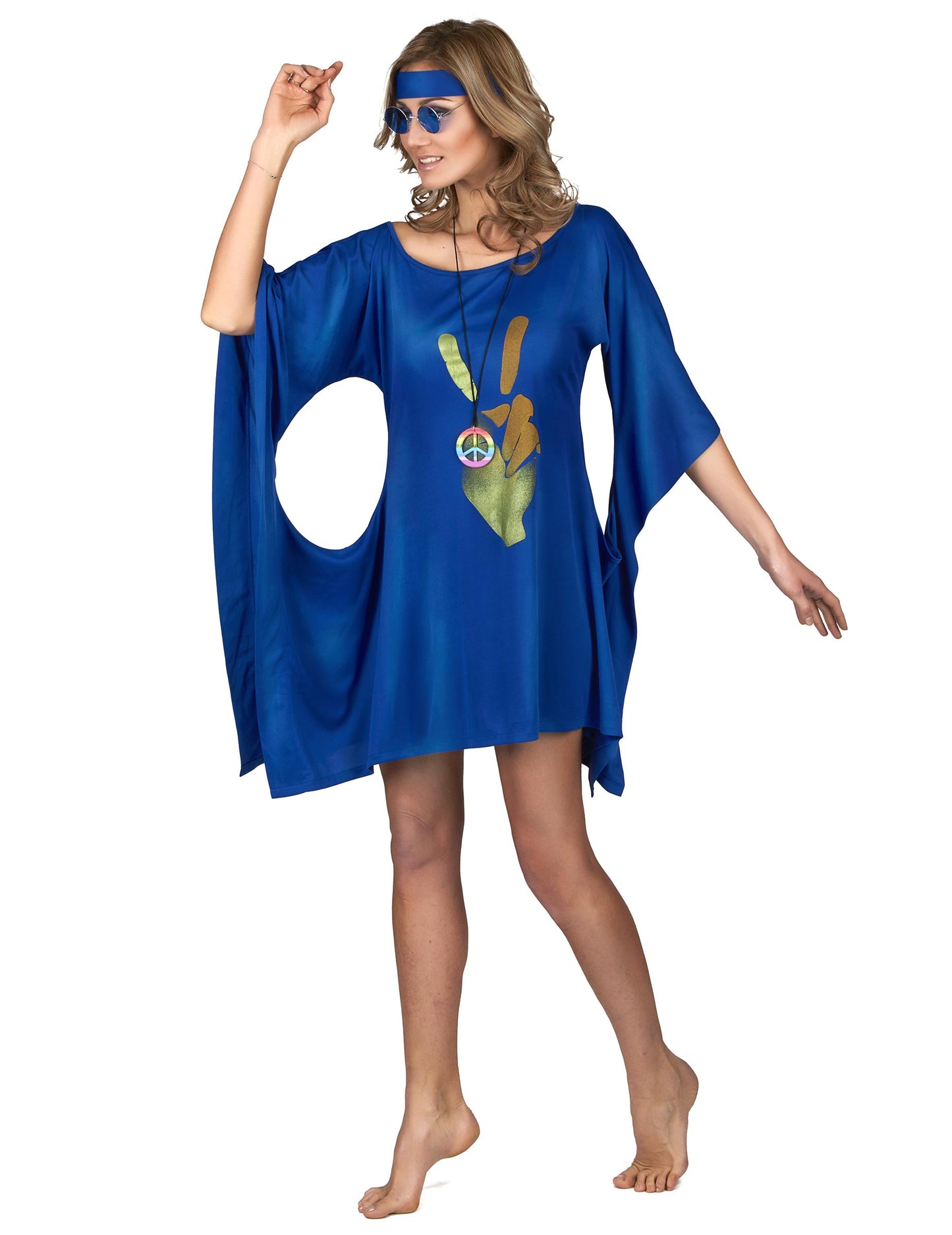 Modré hippie šaty kostýmy pokoj a láska
