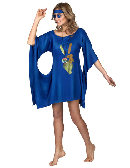 Modré hippie šaty kostýmy pokoj a láska