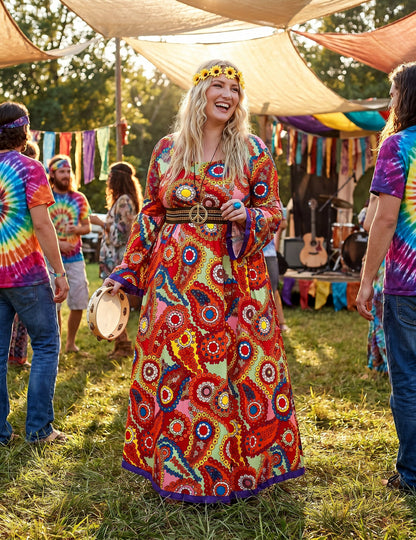 Déguisement robe hippie grande taille femme