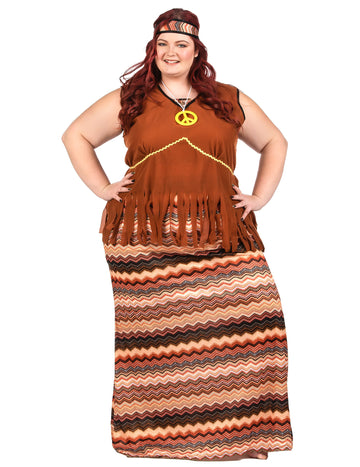 Dámsky dlhý hippie kostým vo veľkosti plus size 