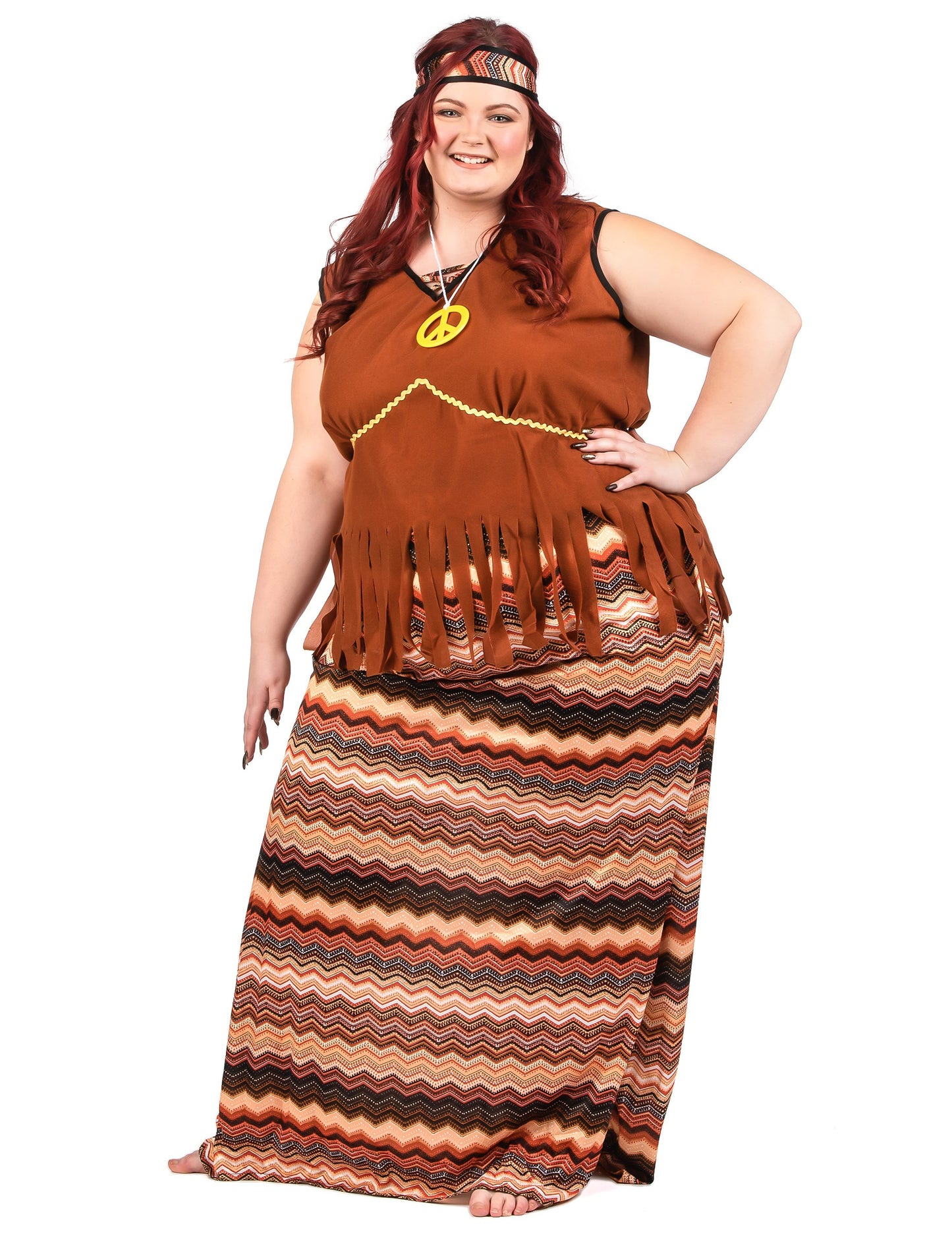 Dámsky dlhý hippie kostým vo veľkosti plus size 