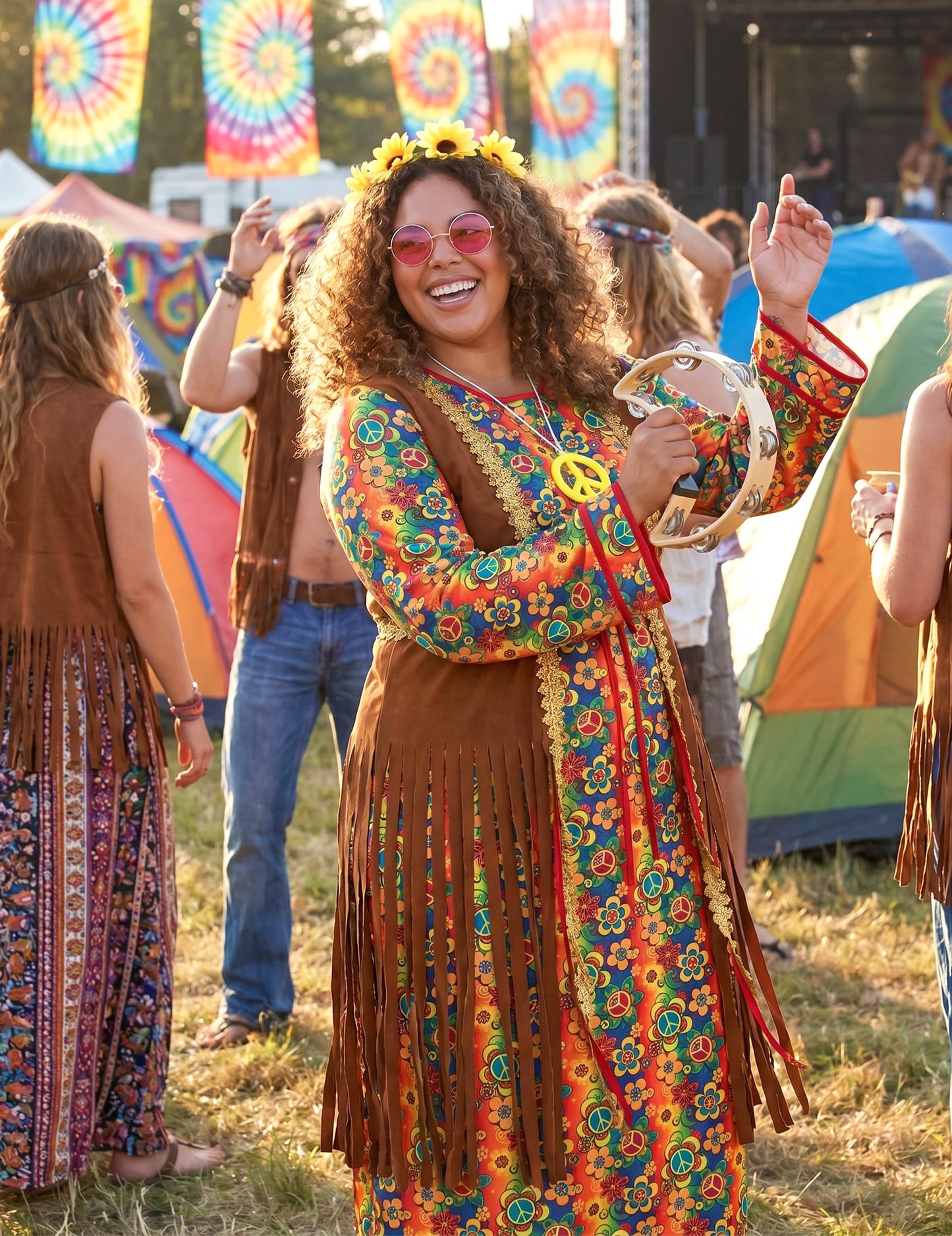 Dlhé kostýmy hippie s strapcami plus veľkosť pre ženy