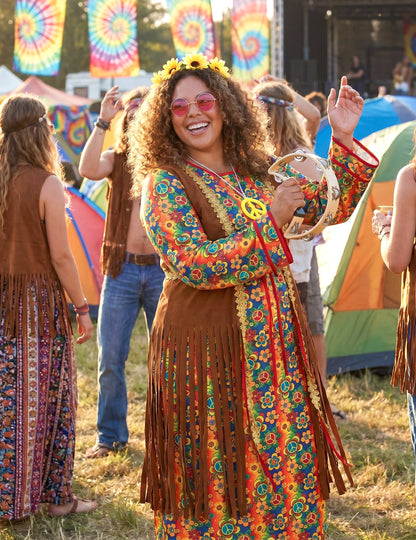 Dlhé kostýmy hippie s strapcami plus veľkosť pre ženy