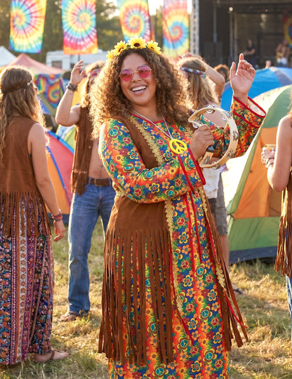 Dlhé kostýmy hippie s strapcami plus veľkosť pre ženy