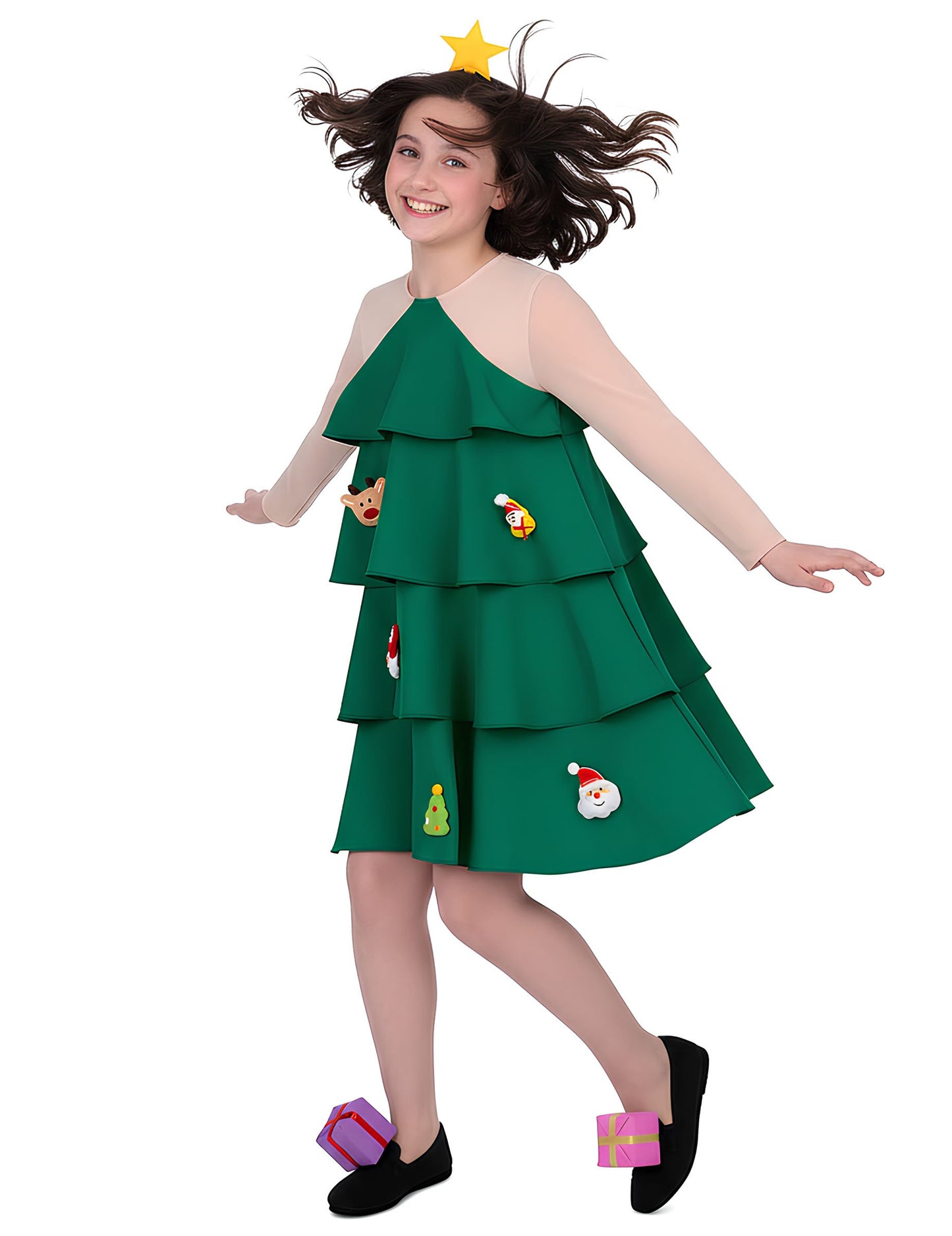 Dievčenský kostým vianočného stromčeka