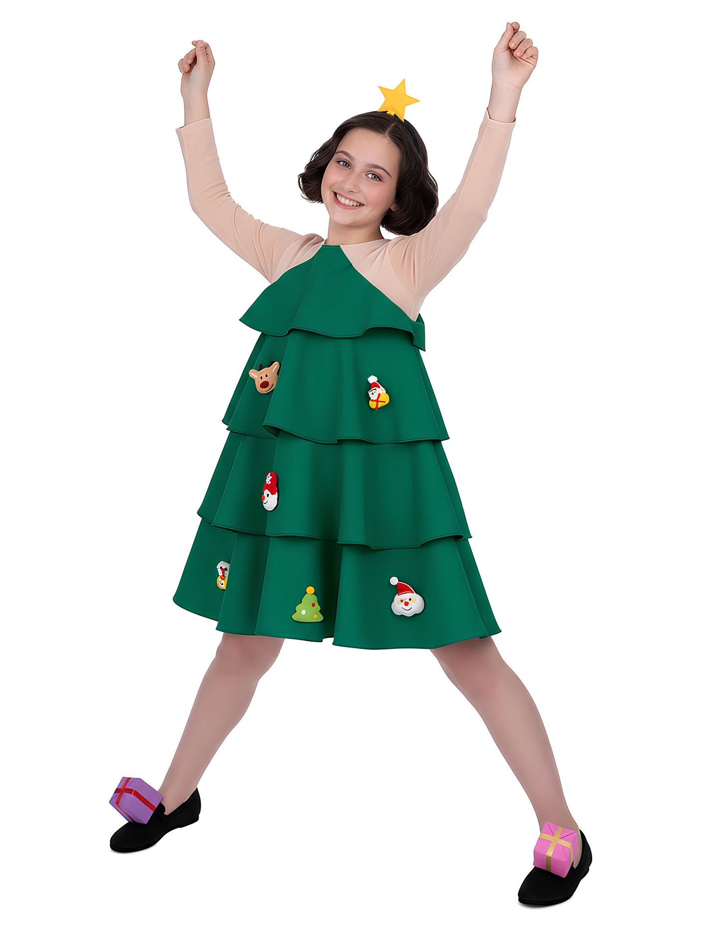 Dievčenský kostým vianočného stromčeka