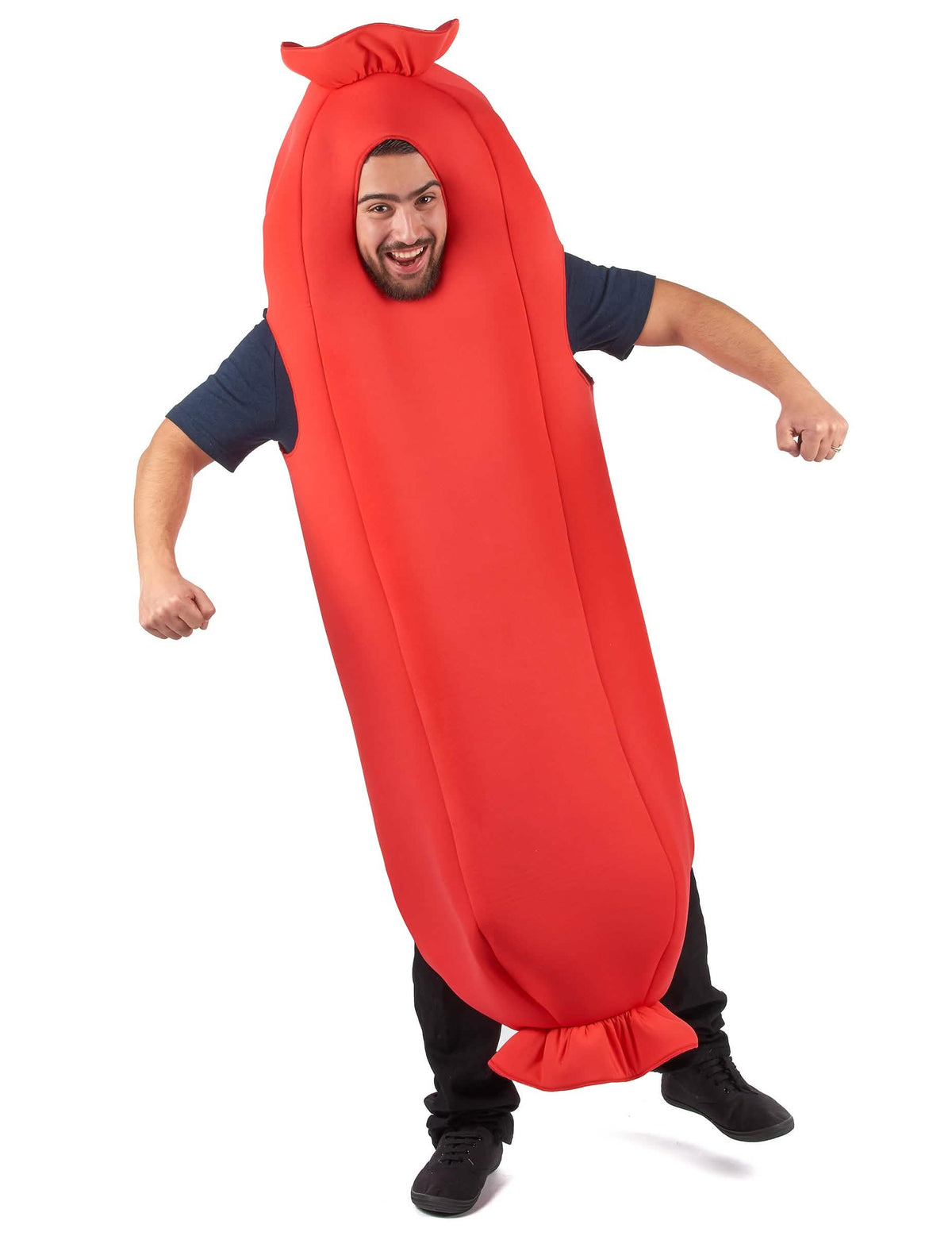 Čelný pohľad na kostým párku pre dospelého