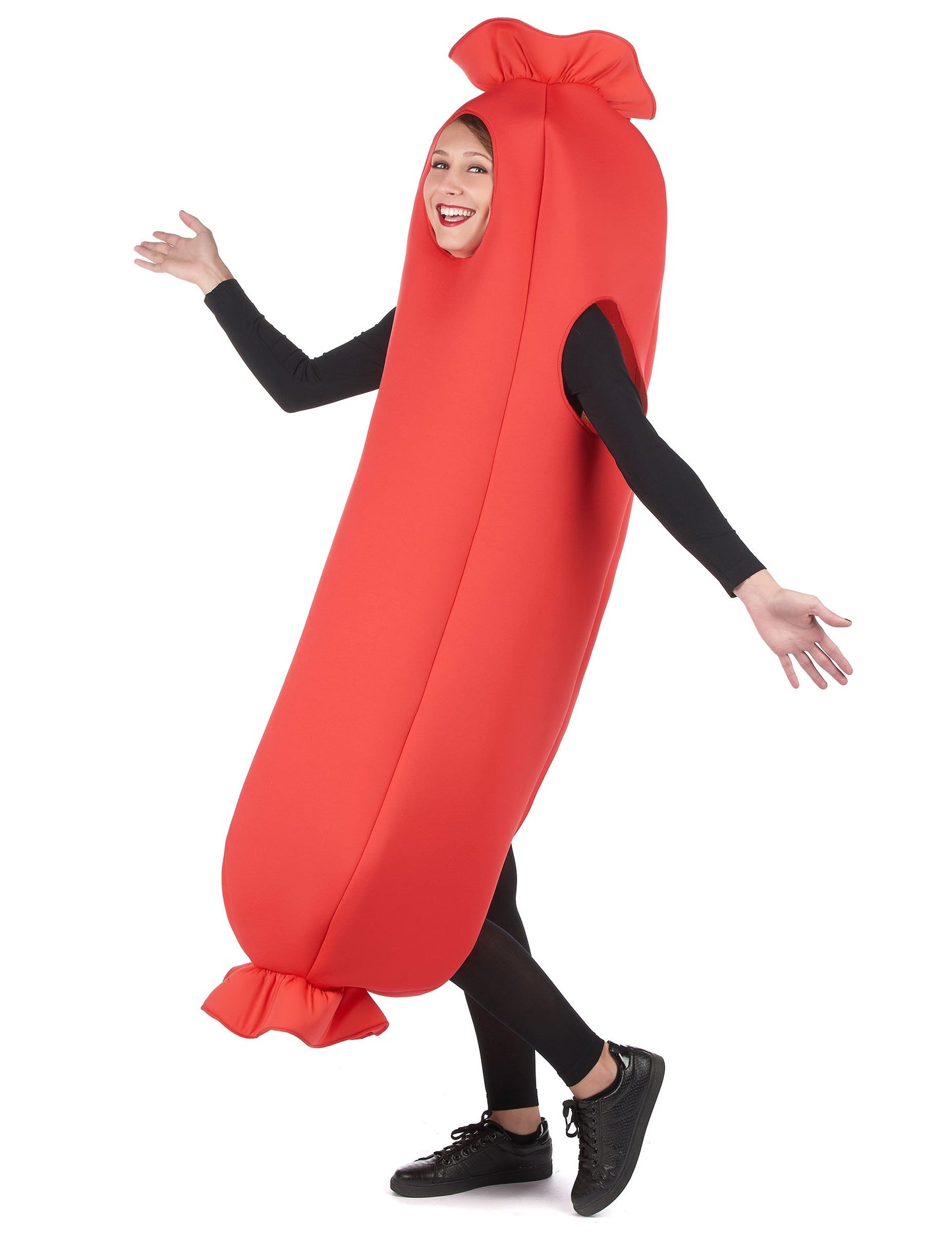 Vue de trois-quarts du déguisement saucisse pour adulte