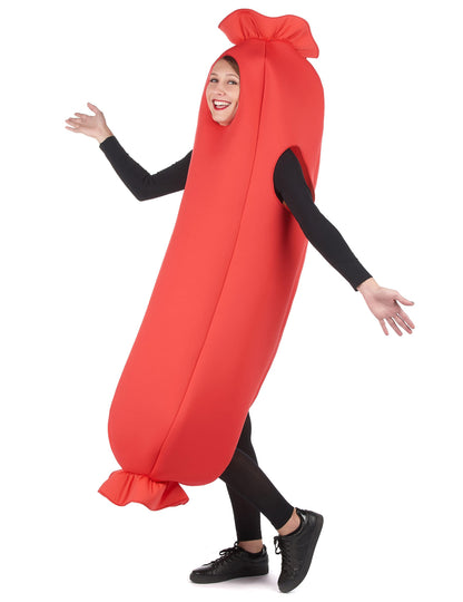 Vue de trois-quarts du déguisement saucisse pour adulte