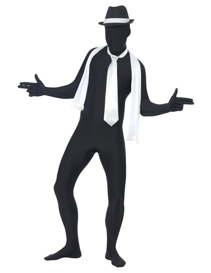 Klobúk, kravata a šál dizajnu druhej kože pre dospelých čierny