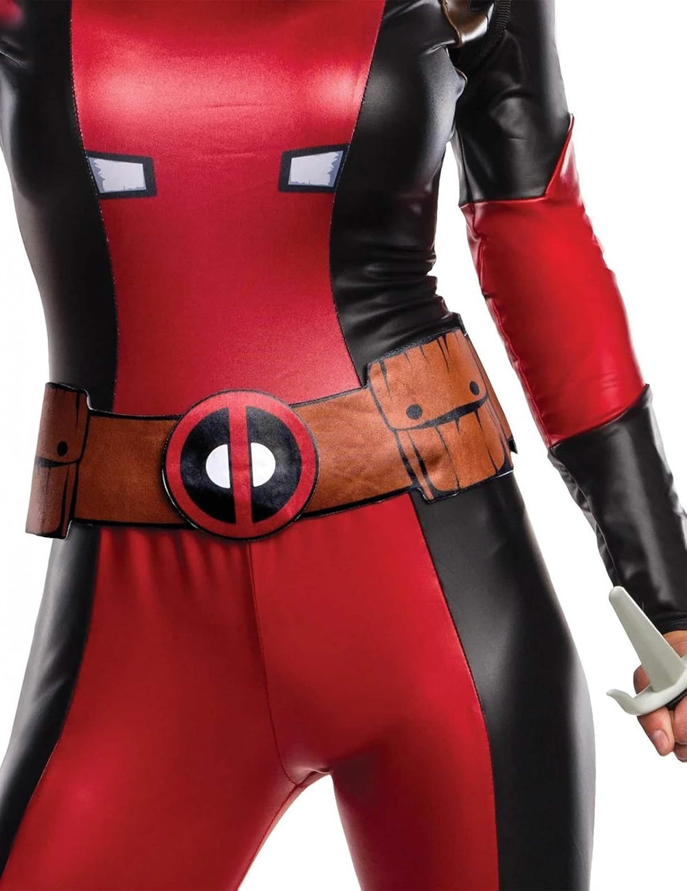 Detail opaska kostýmu sexi Lady Deadpool pre ženu
