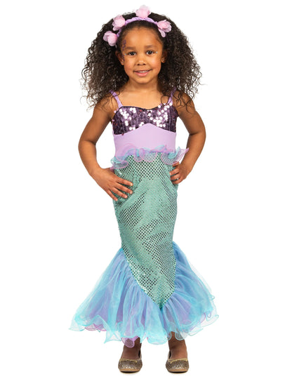 Déguisement sirène à sequins pour fille violet et bleu turquoise