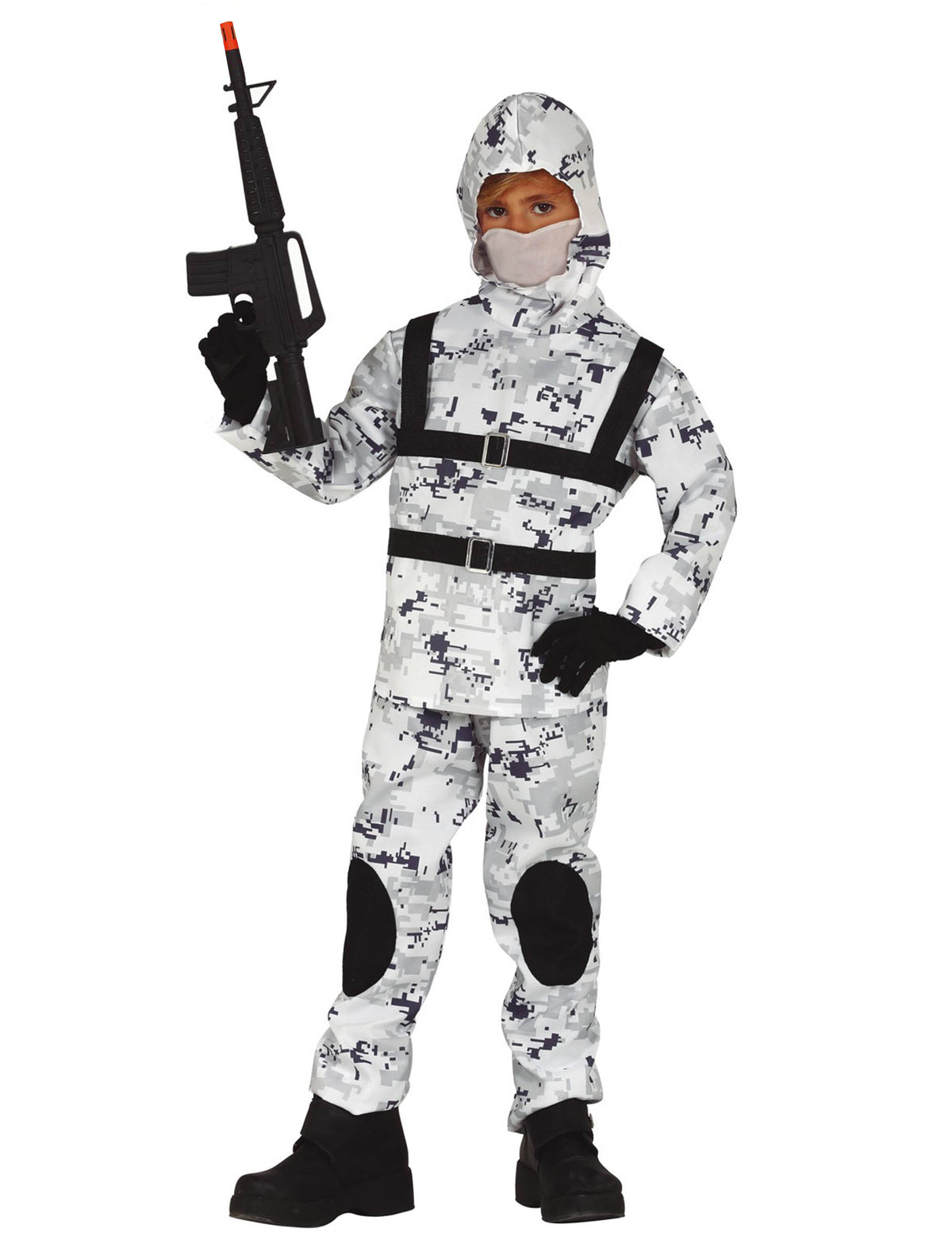 Déguisement soldat de l'arctique pour enfant camouflage blanc et gris
