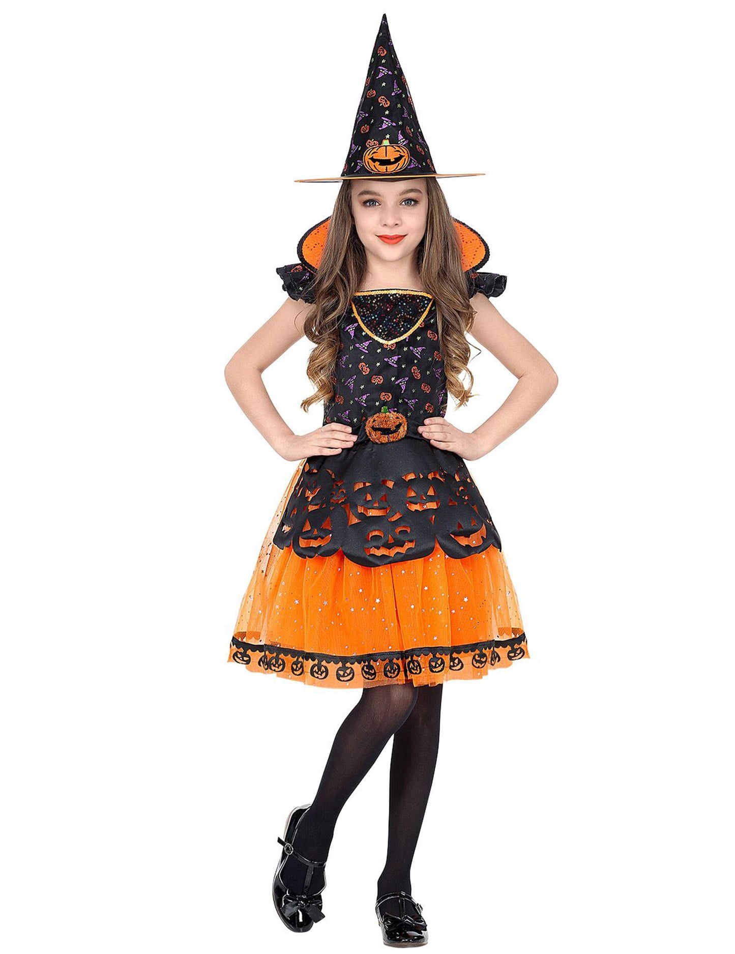 Kostým dievčaťa tekvicovej čarodejnice 