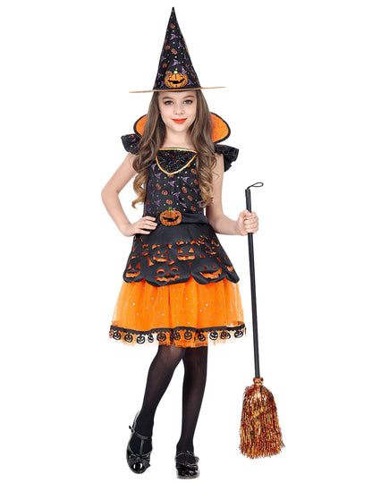 Kostým dievčaťa tekvicovej čarodejnice 