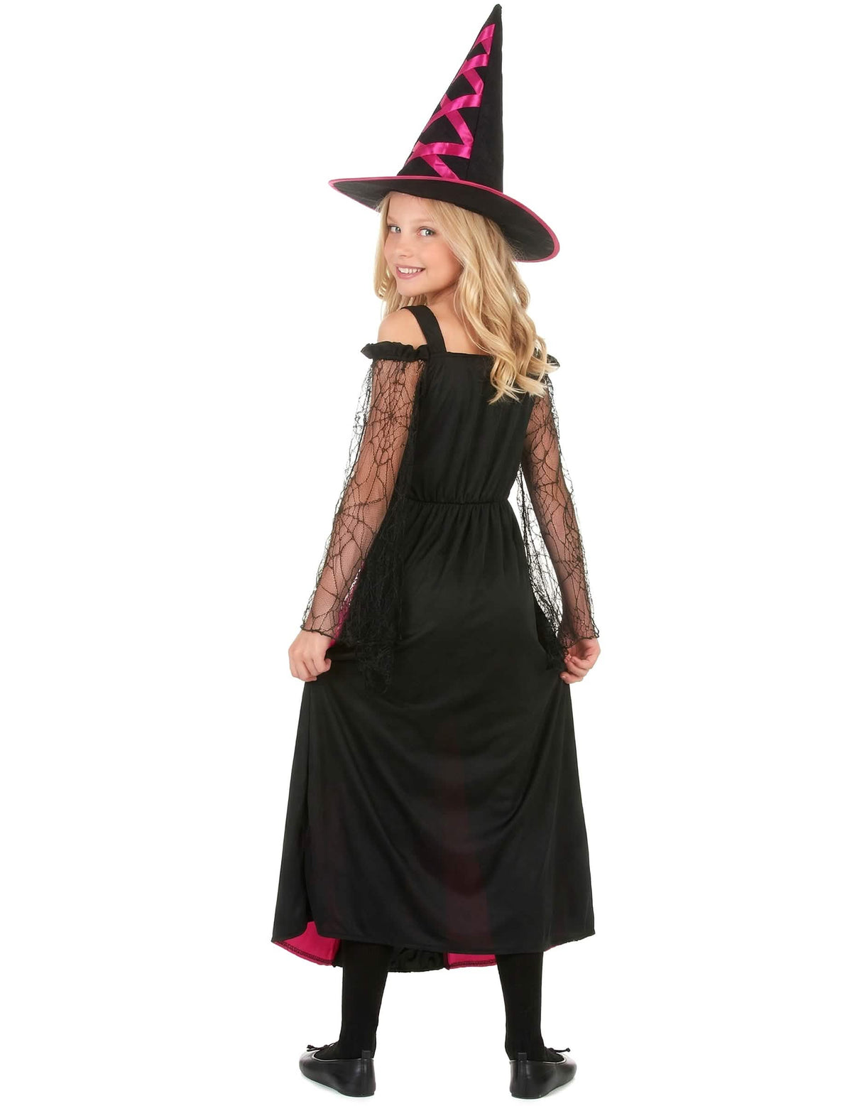 Pohľad zozadu na zubatý kostým čarodejnice halloween