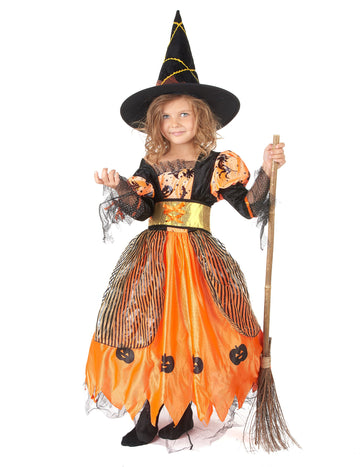 Oranžová halloweenská čarodejnica maskovanie