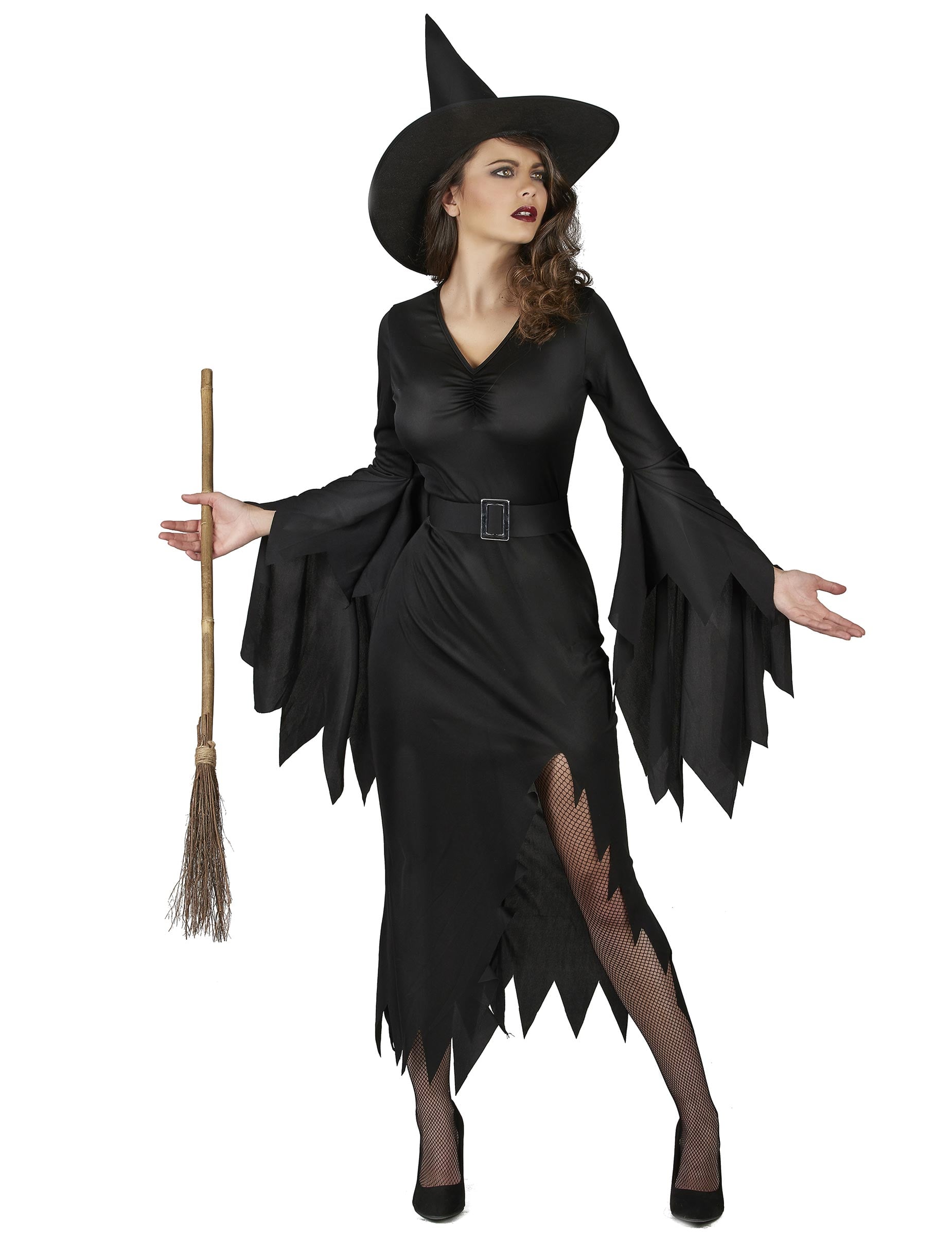 Déguisement de sorcière pour femme noire sexy avec chapeau pointu