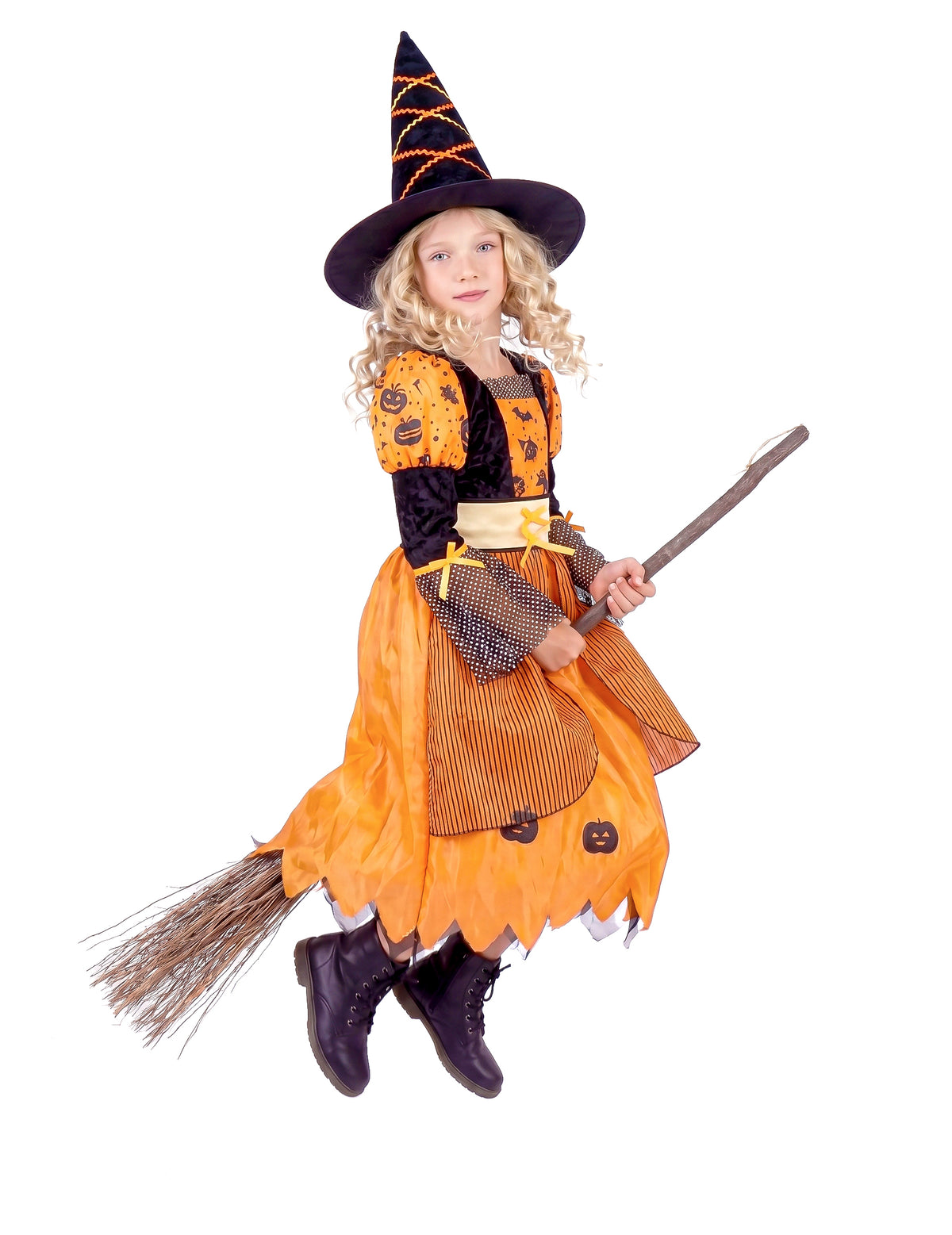 Oranžová halloweenská čarodejnica maskovanie