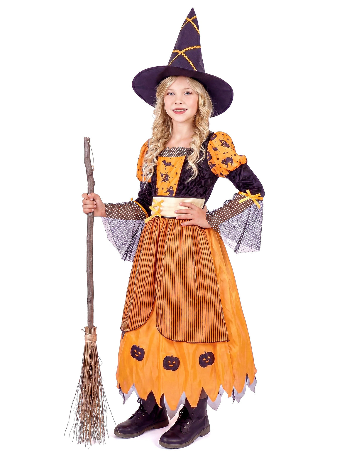 Oranžová halloweenská čarodejnica maskovanie