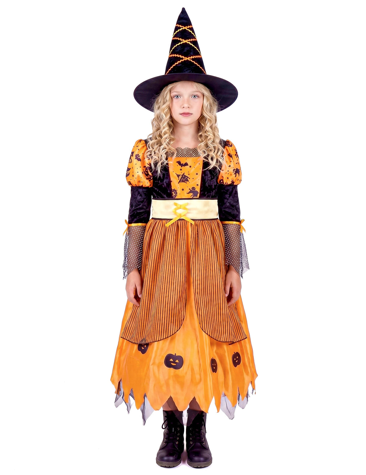 Oranžová halloweenská čarodejnica maskovanie