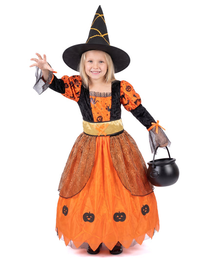Oranžová halloweenská čarodejnica maskovanie