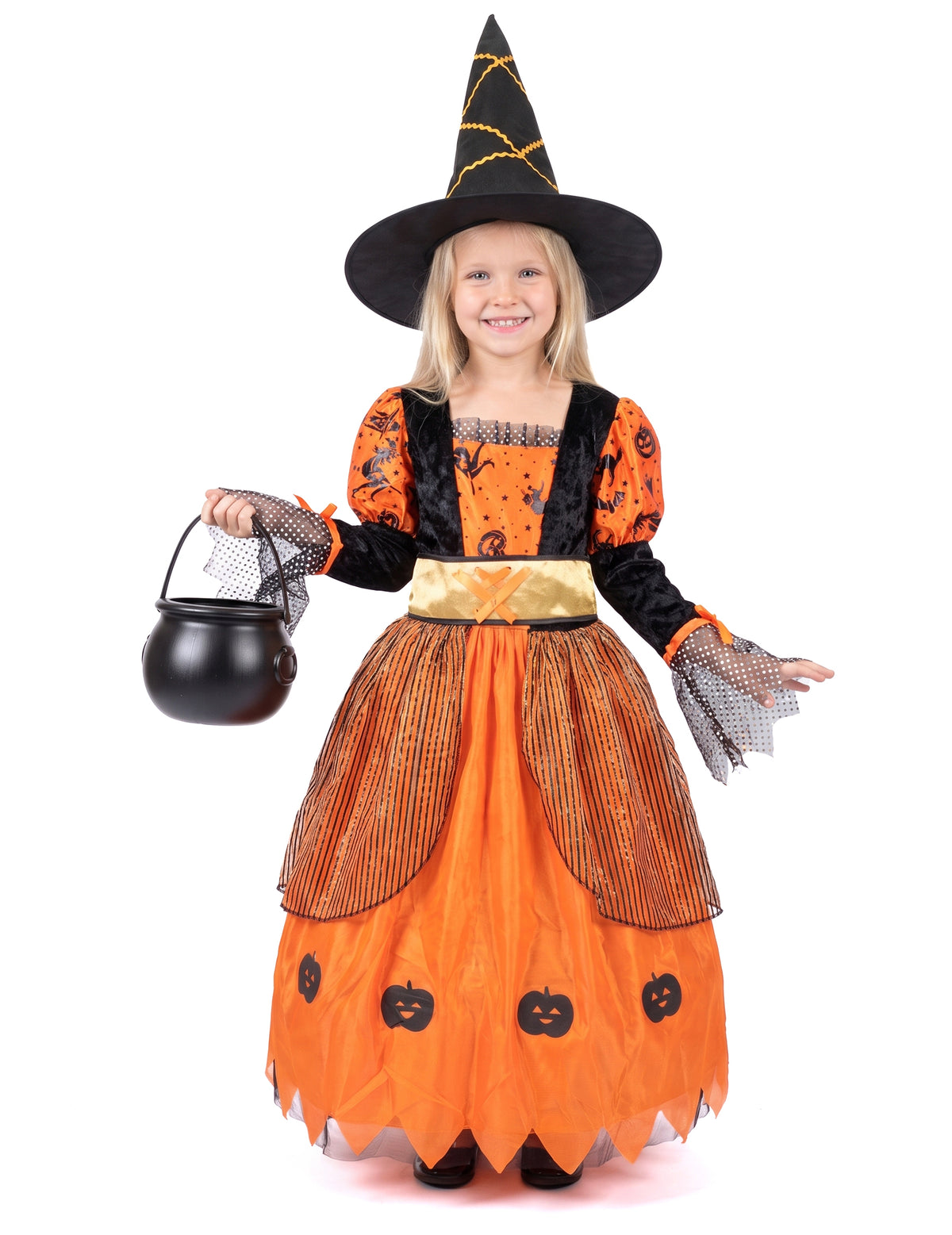 Oranžová halloweenská čarodejnica maskovanie