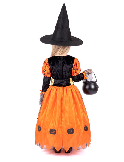 Oranžová halloweenská čarodejnica maskovanie