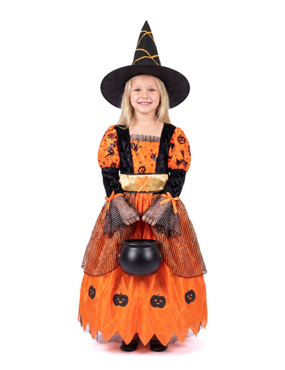 Oranžová halloweenská čarodejnica maskovanie