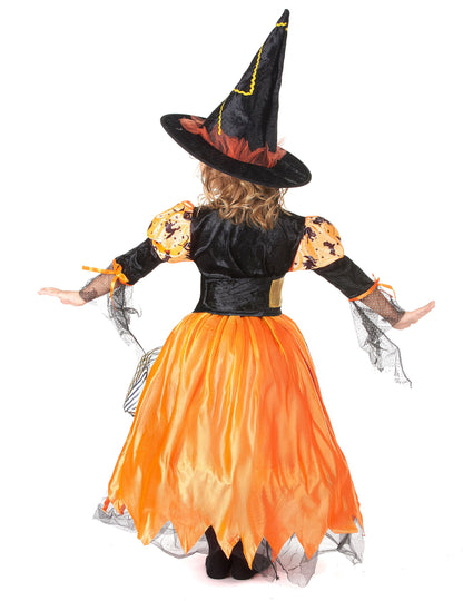 Oranžová halloweenská čarodejnica maskovanie