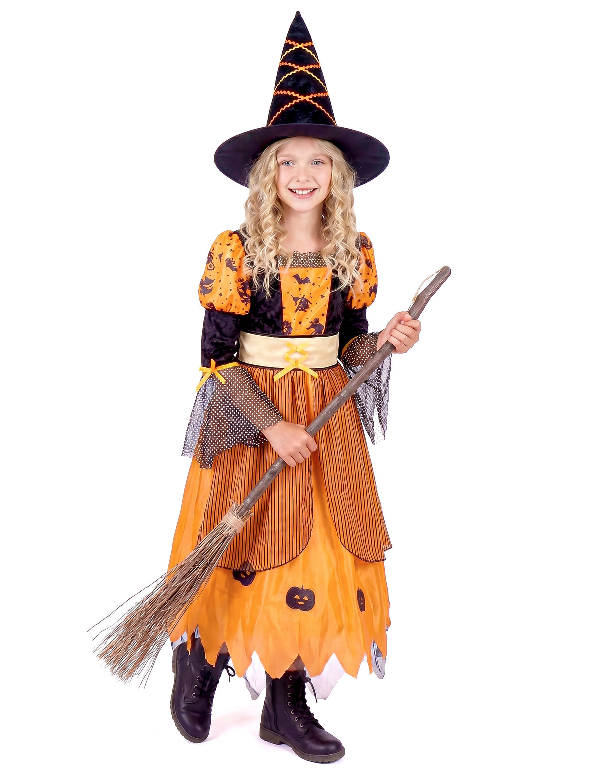 Oranžová halloweenská čarodejnica maskovanie