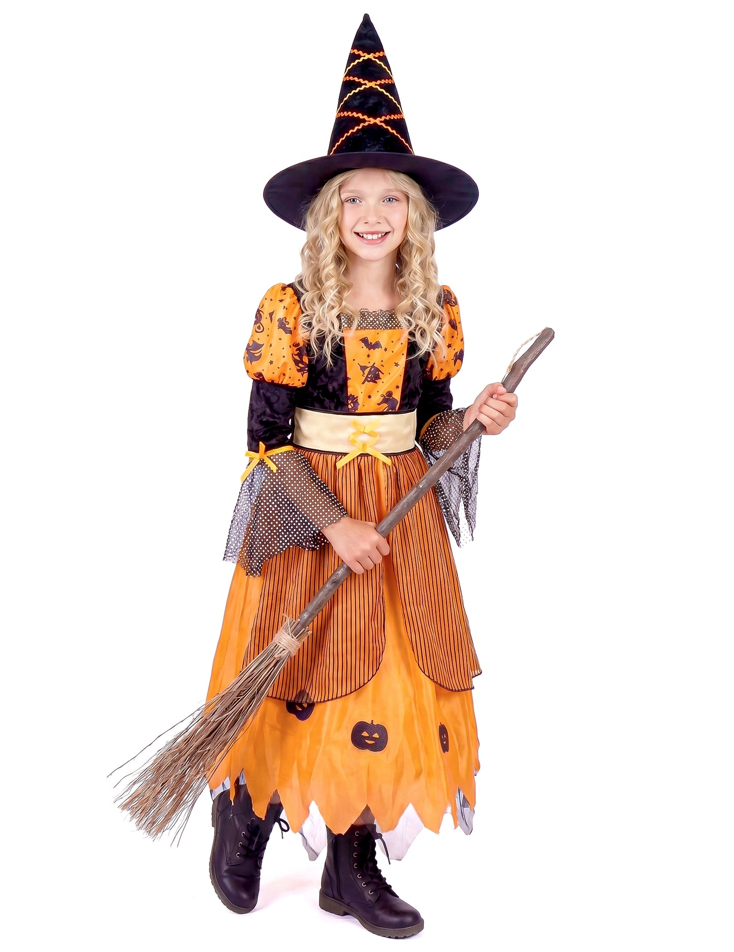 Oranžová halloweenská čarodejnica maskovanie