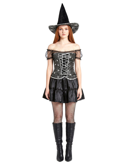 Sexy čarodejnica maskovanie s Halloweenským ženským živôtikom