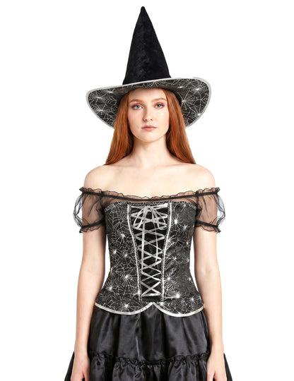 Sexy čarodejnica maskovanie s Halloweenským ženským živôtikom