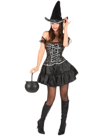 Sexy čarodejnica maskovanie s Halloweenským ženským živôtikom