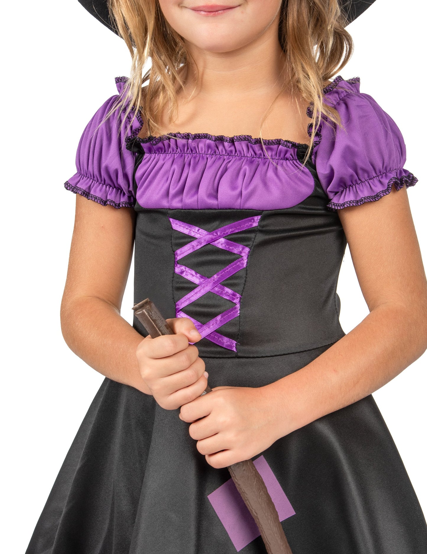 Detailný pohľad na korzet s viazaním kostýmu čarodejnice pre dievčatá