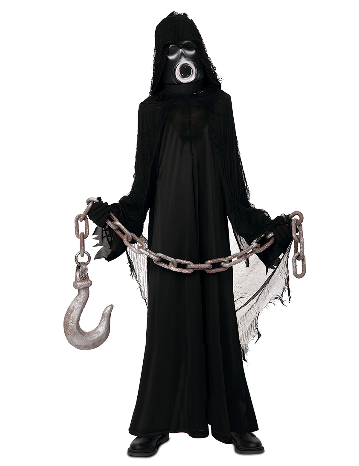 Déguisement Spectre pour enfant noir avec masque et chaîne à crochet
