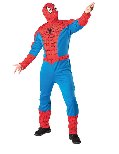 Kostým Spider-Man pre dospelého červená a modrá s torzom a kuklou