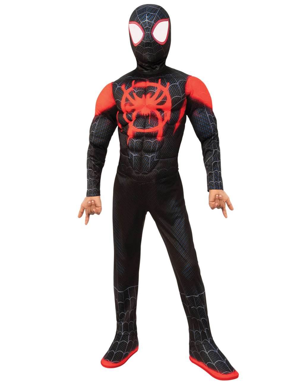 Vue de face du déguisement Spiderman Miles Morales luxe