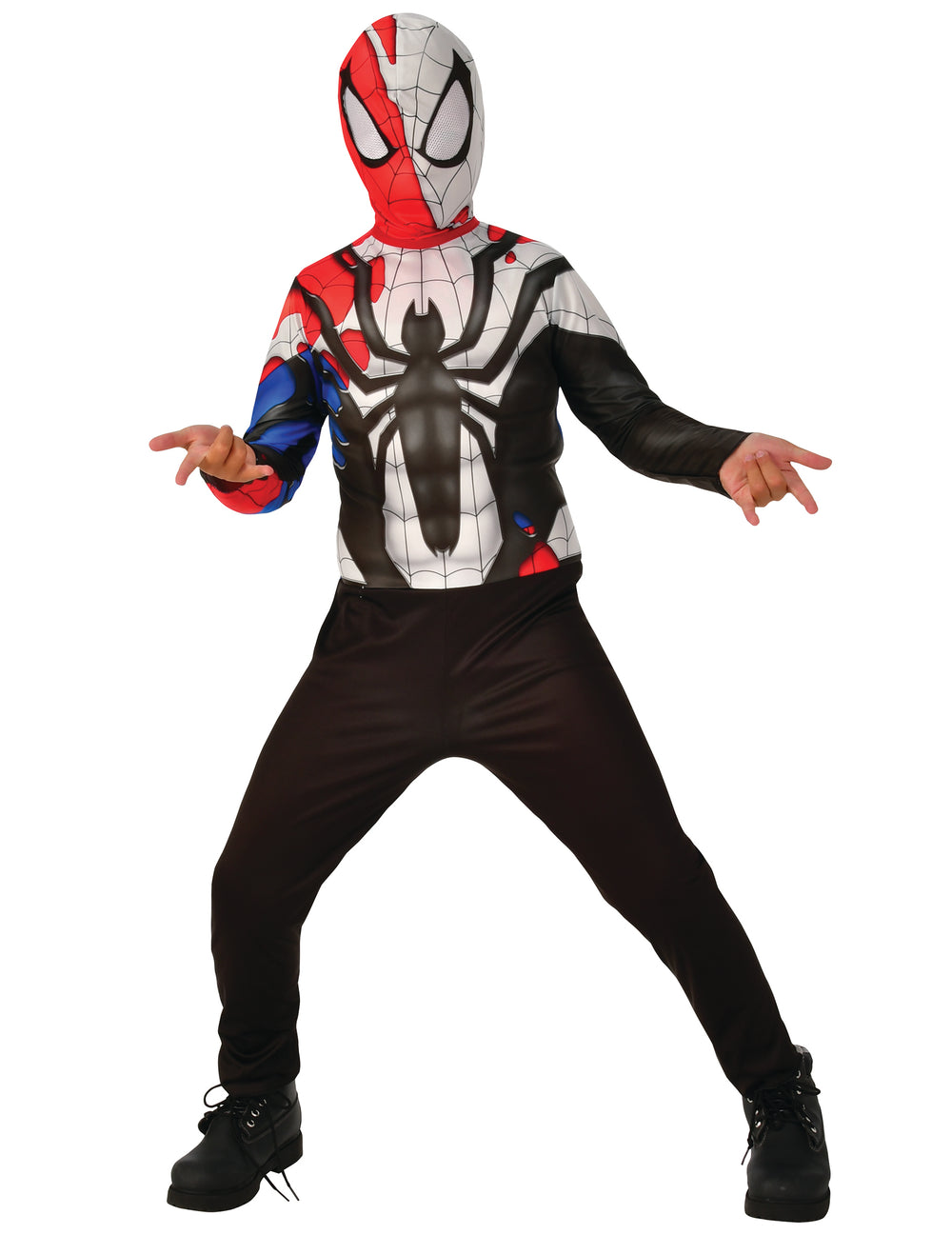 Déguisement Spiderman venomisé pour enfant rouge blanc et noir
