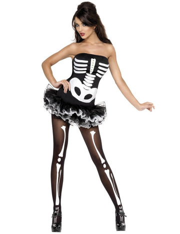 SexyFemme Skeleton Mas bude s Halloween Tutu