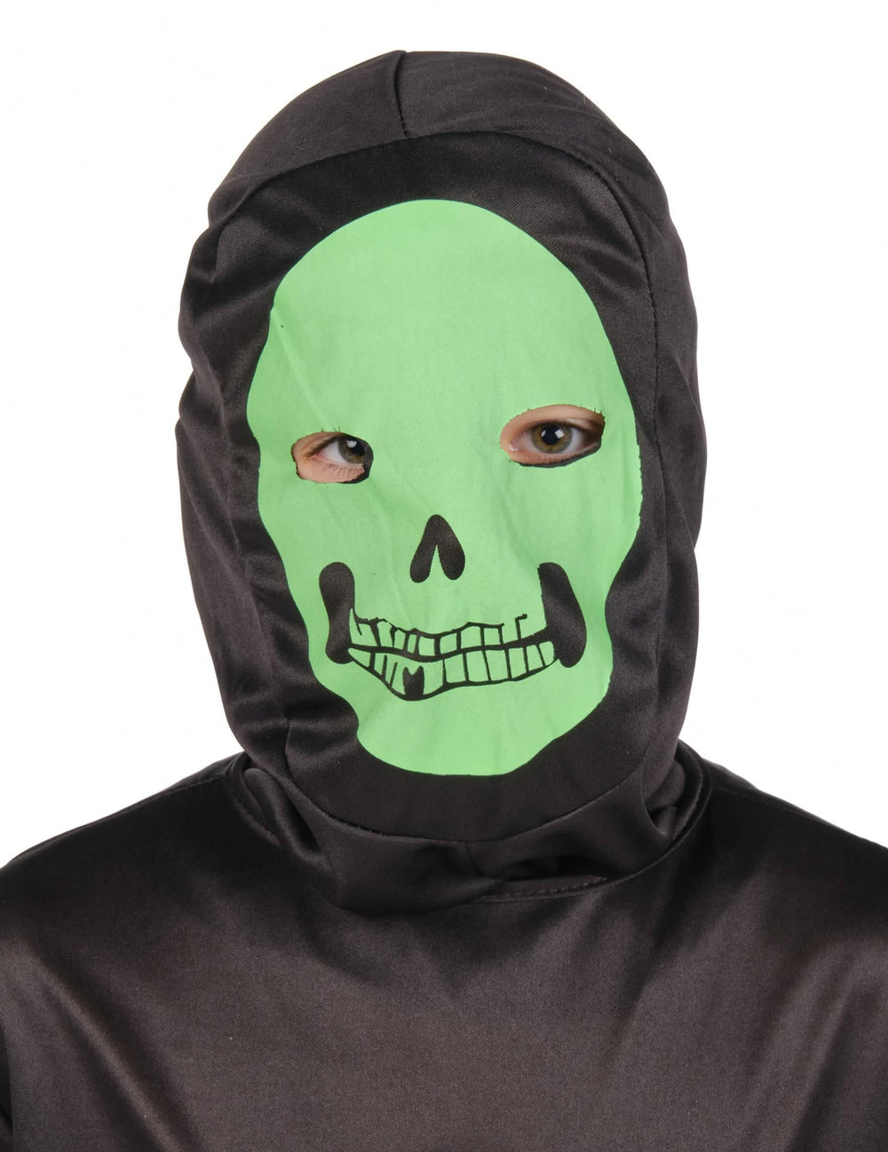 Detail na zelená maske kostýmu kostry