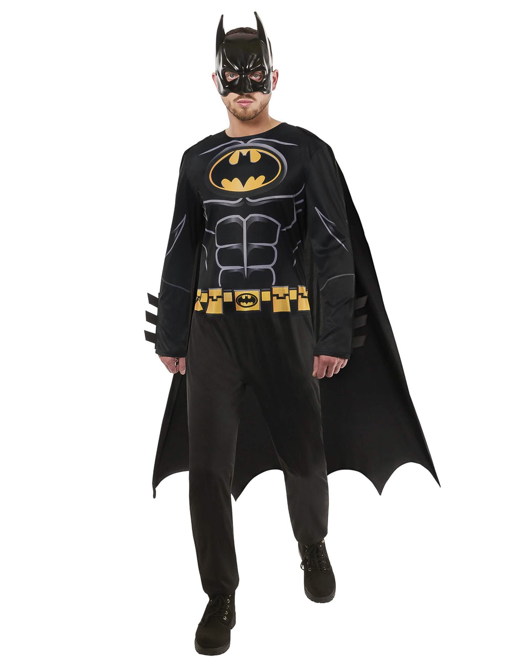 Déguisement standard Batman pour adulte noir et jaune avec masque et cape