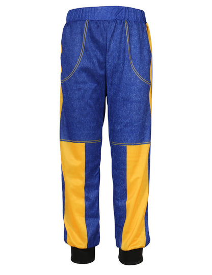 Pantalon bleu et jaune du déguisement star de Kpop