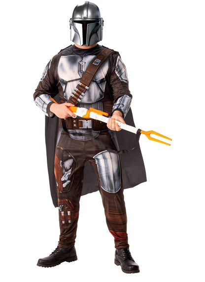 Kostým Star Wars - The Mandalorian pre dospelého hnedá a sivá s plášťom a maskou