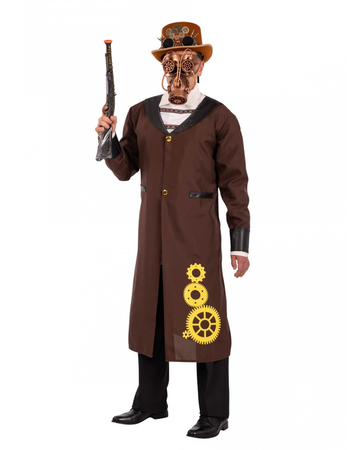 Steampunk kostým pre muž hnedá s motívmi ozubených kolies