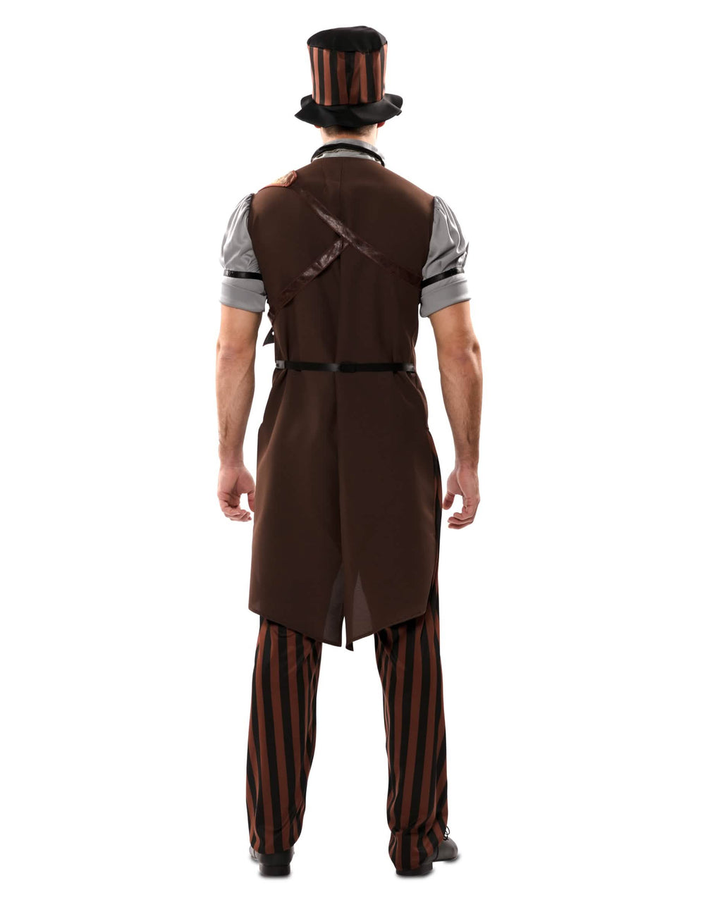 Pohľad zozadu na steampunk kostým pre mužs